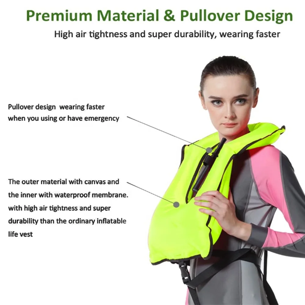 210 Denier Nylon TPU diving equipment Self Inflatable Life Jacket, inflatable life snorkel Vest
