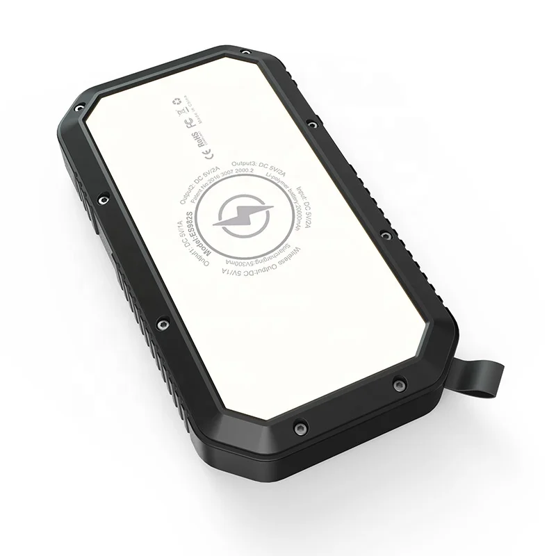 Внешний 3 usb Солнечный 20000mah внешний аккумулятор беспроводная qi зарядка фонарик распродажа