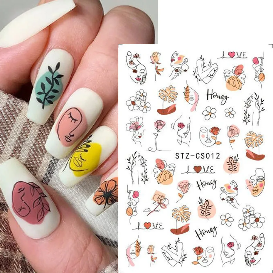 Wholesale fruit nail sticker 3d 11 design abstract sticker nail art
