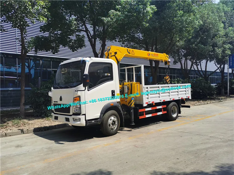 Лидер продаж грузовик-кран Sinotruk howo RHD 3 2 тонн 4 тонны грузовик с Прямой стрелой грузоподъемностью