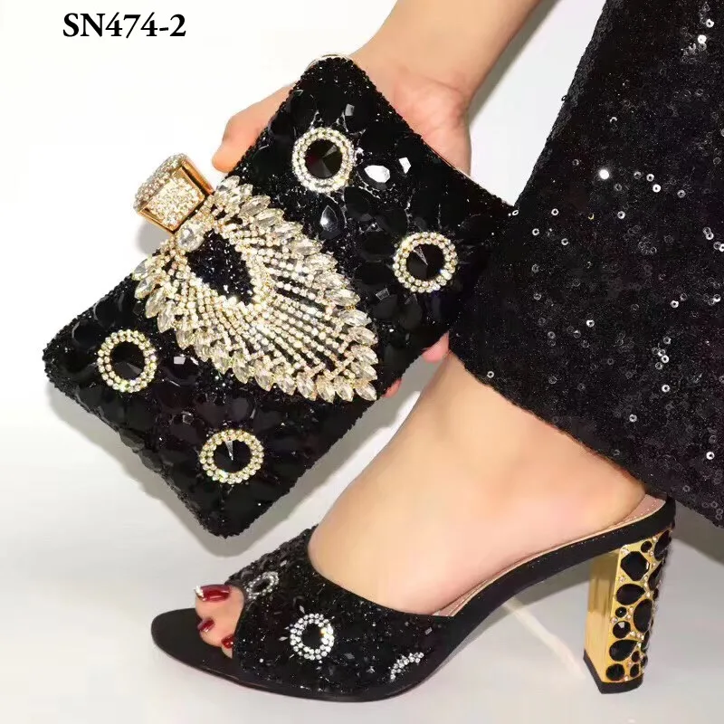 2019 Women Shoes and Bags Sets for Party Fashion High Heel 9cm Good Quality Shoes Set Design
