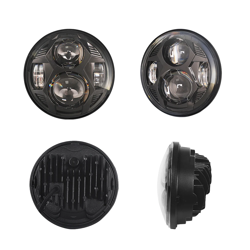 LED H4 Motorcycle Projector Headlight 75W 5 3/4 Round Headlight for Harley Davidson