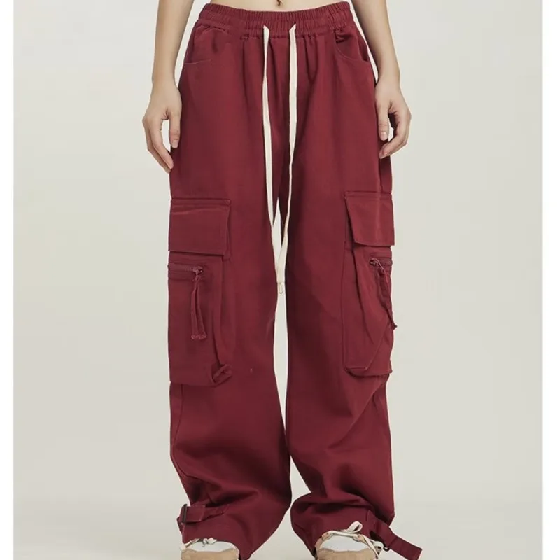 Custom Wholesale Plain Parachute Pants Windbreak Fabric Multiple Pockets Baggy Cargo Pants Men Woman