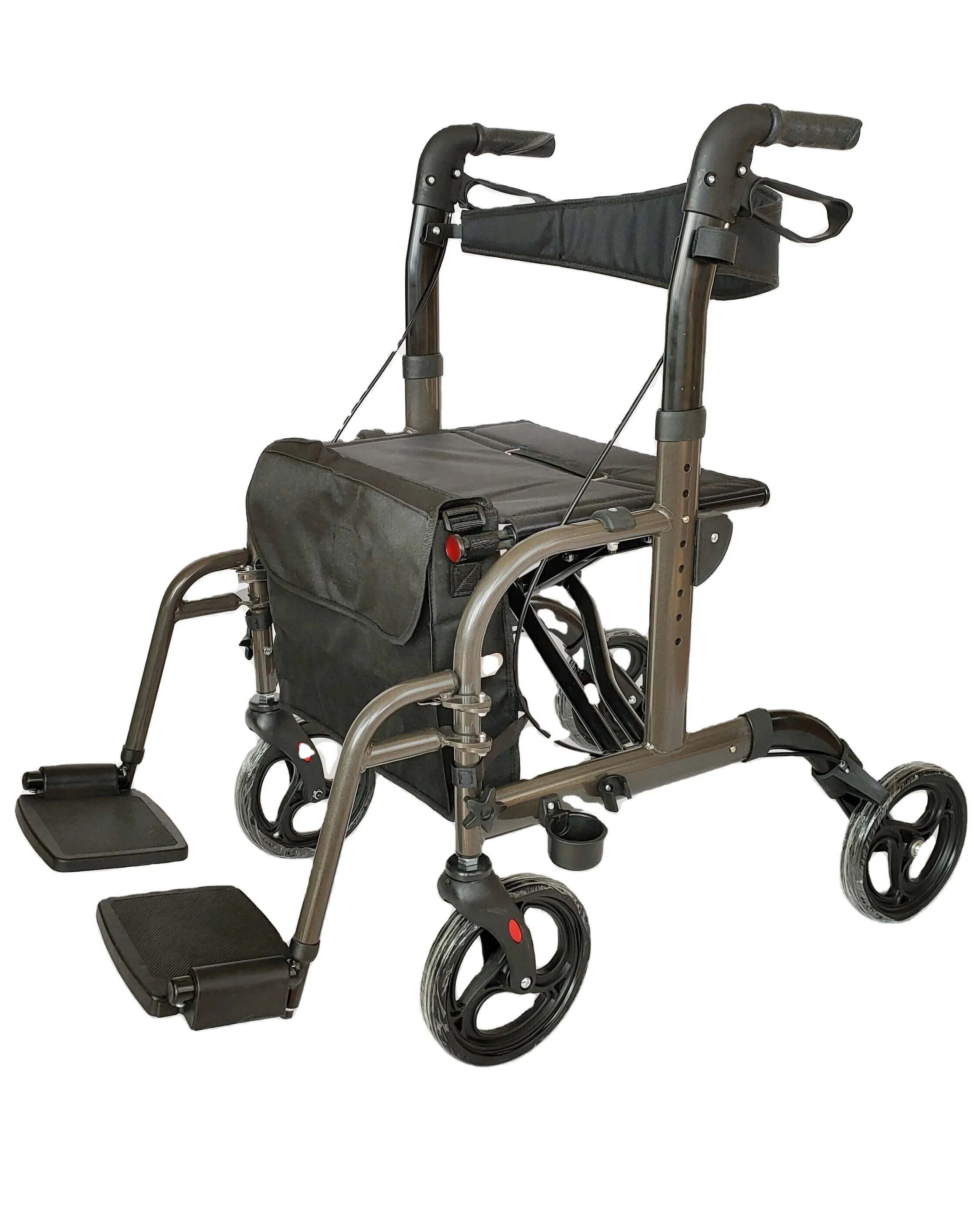 
Outdoor Aluminum walker with seat and footrest for disabled 