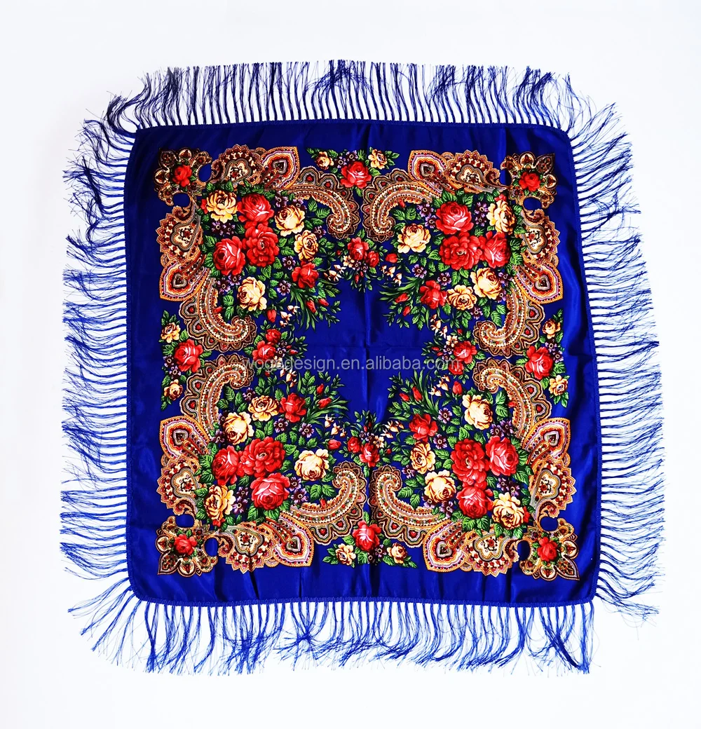 Best supplier Russian style bulk buy islamic wrap shawl scarfs boho hijab print lady viscose square floral scarf