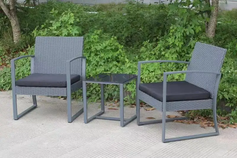 patio furniture 3 piece bistro set, outdoor wicker rattan furniture garden furniture sofa chair set