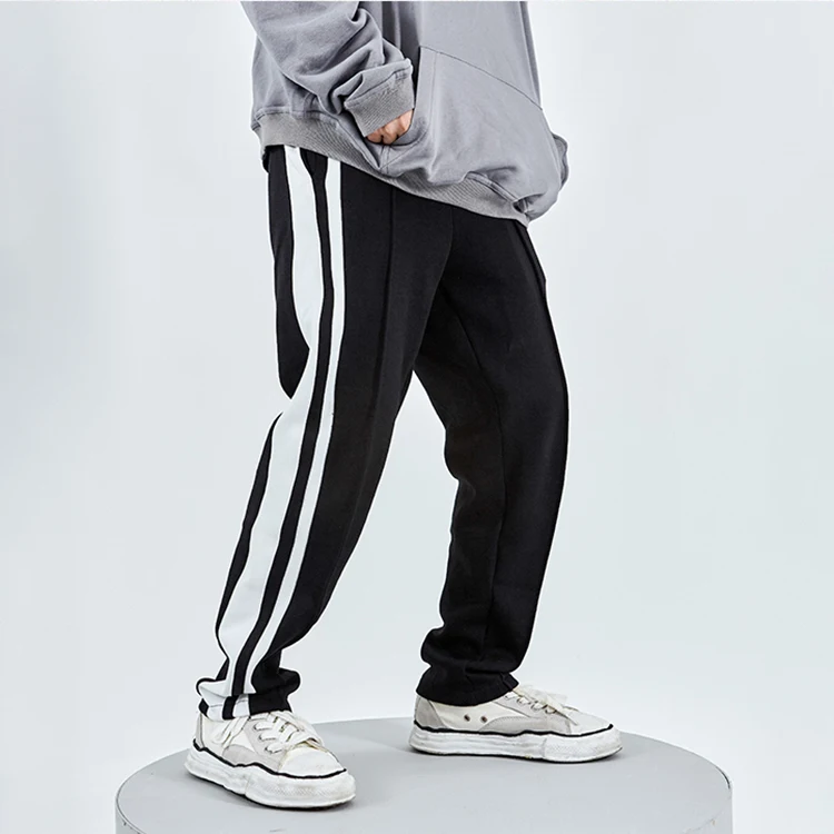 CONKLAB college oem black tapered softshell school style side stripe tracksuit boys hiking wide leg pants for women