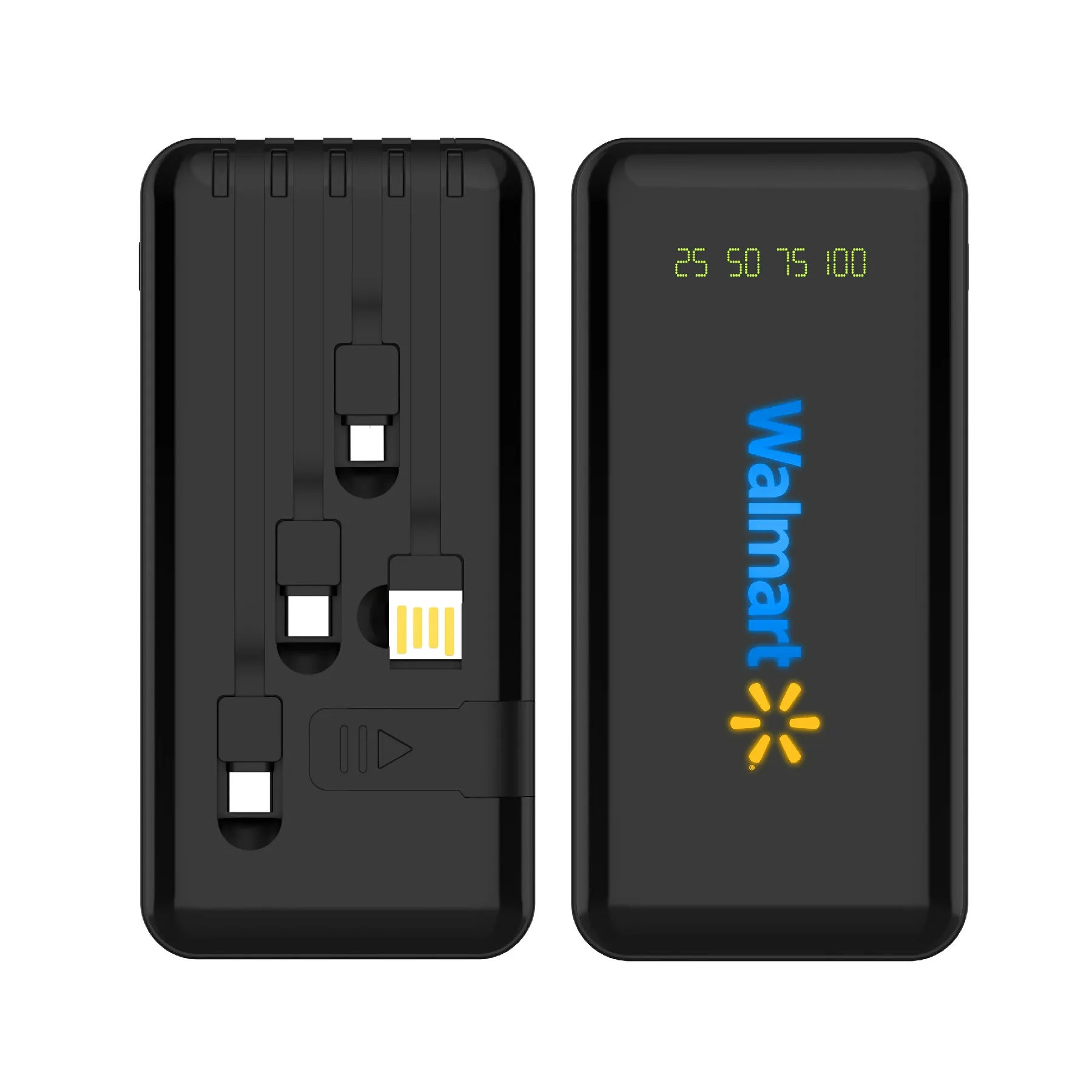 Пользовательский светящийся Логотип Power Bank подарок Сувенирный светодиодный дисплей встроенные кабели 10000 мАч портативное зарядное устройство Power Banks Светящийся логотип