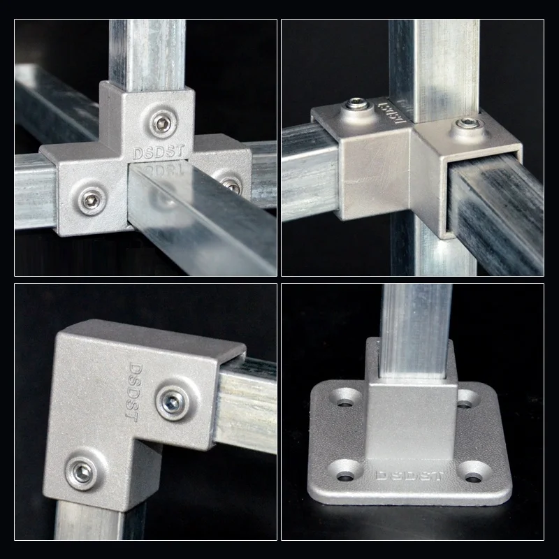 Aluminum square tube connector by key clamp fitting for 25*25mm square Tube pipe
