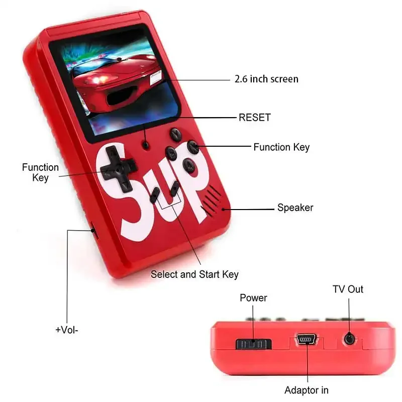 400 Games Sup Handheld 8 Bit Retro Game Console 3 Inch Hd Lcd Rechargeable Mini video Game Player