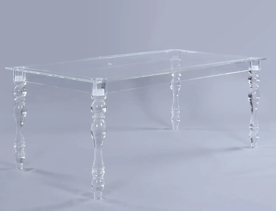 Wholesale cheap home furniture used acrylic rectangle dining table and chairs set