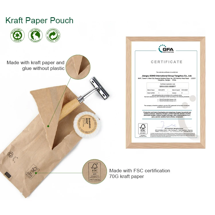 Luxury Eco Friendly Biodegradable Kraft Paper Hotel Guestroom Disposable Dry Amenities Dental Shaving Vanity Sewing Kit