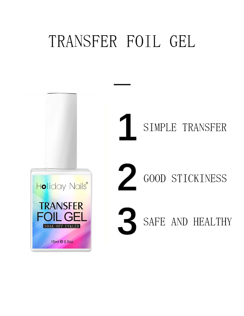 15ml Semi Permanent Soak Off UV LED Nail Foil Glue Gel Nail Polish Transfer Foil Gel for Nails Glue Art Stickers