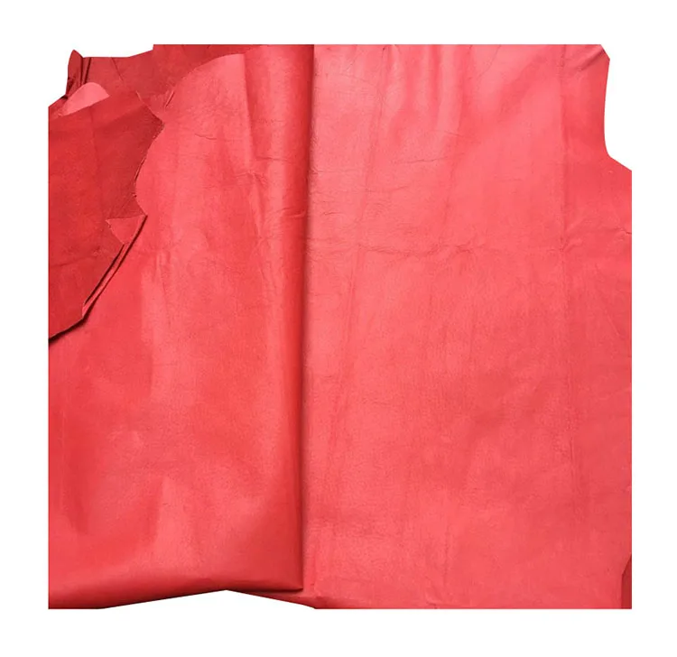 Aniline finished red color pig crust leather for spring ladies shoes