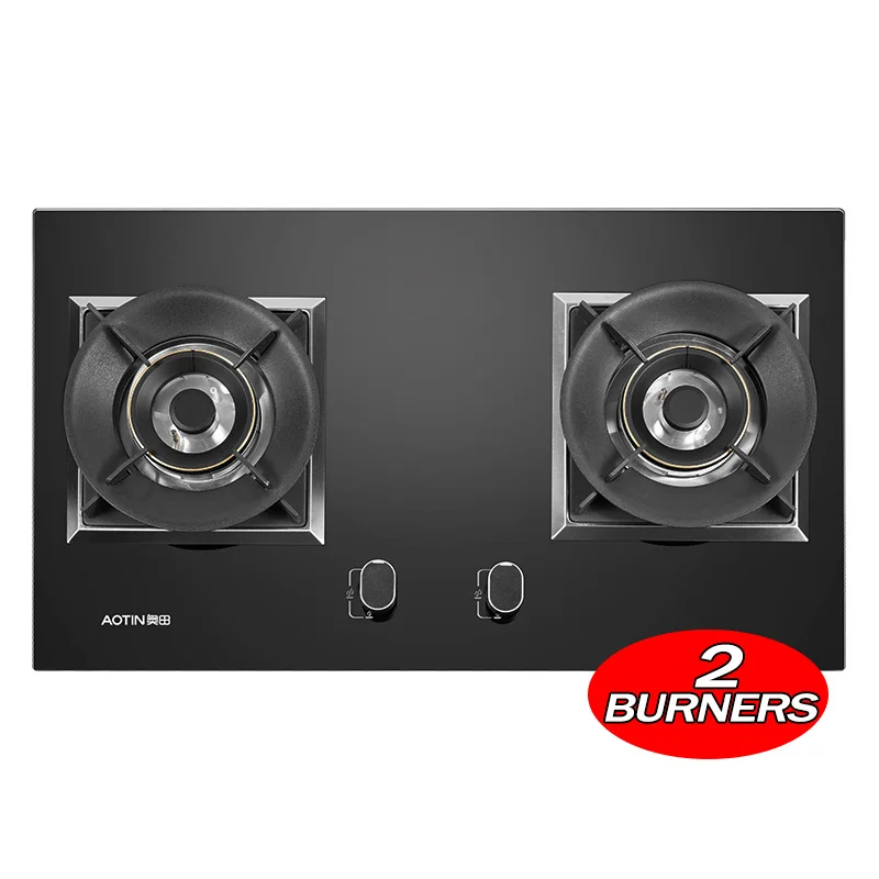 OEM/ODM Hot sale wholesale price indoor home kitchen appliances built-in type glass top panel 2 burner gas cooker hob/stove