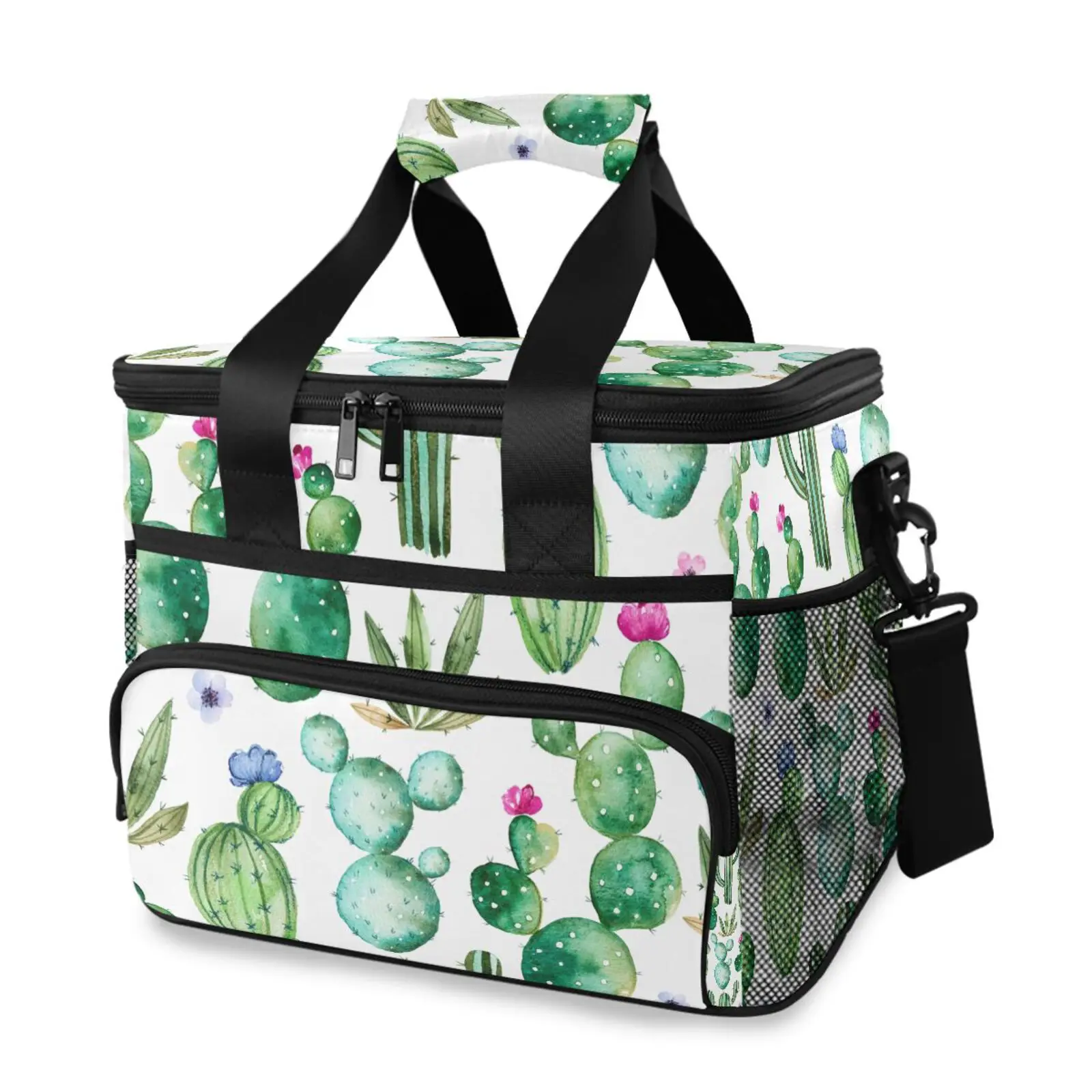 Customized Durable Lunch Cooler Bag Cotton Canvas Eco-friendly OEM Portable Shopping Bag Food Thermal Insulated Jumbo Cooler Bag