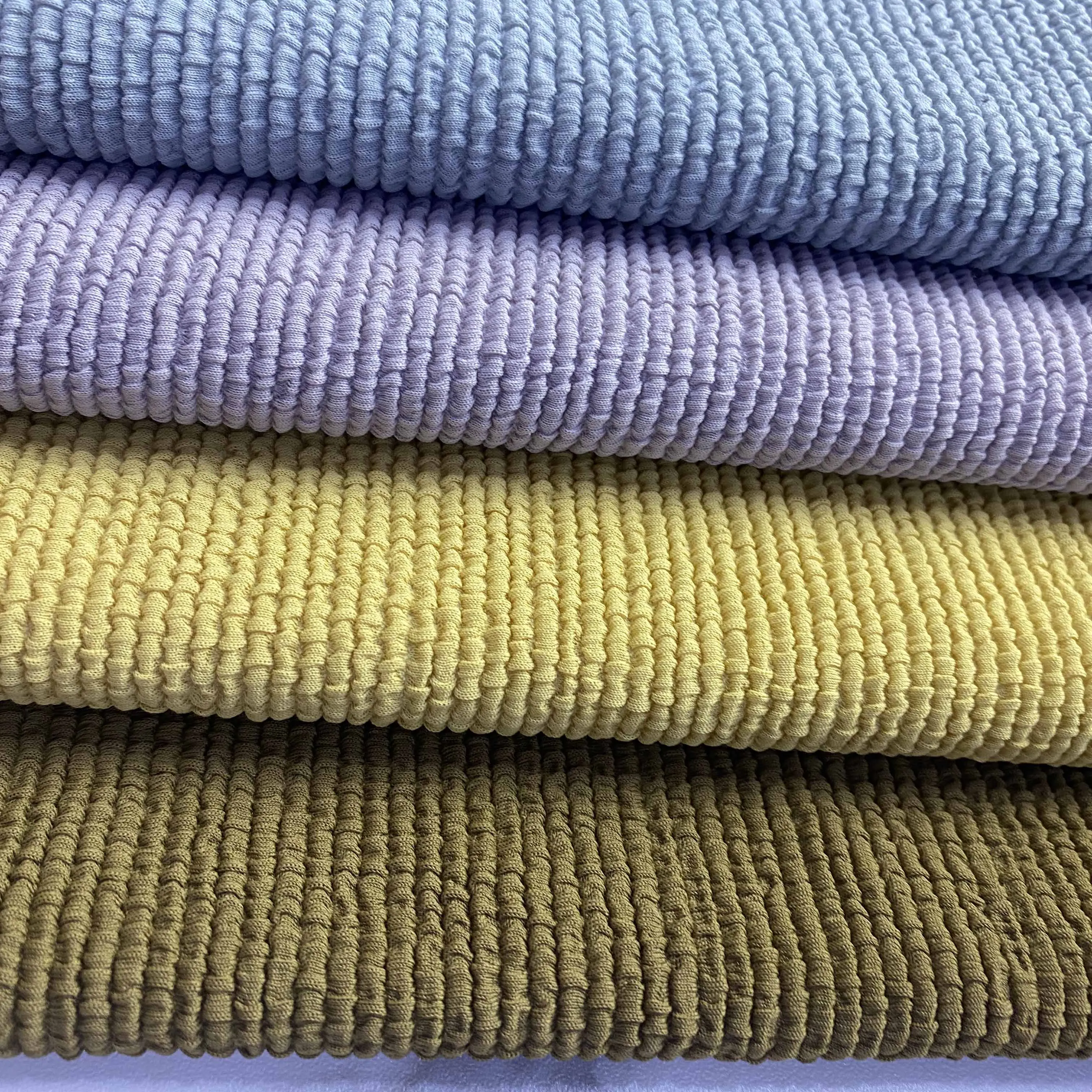
weft knitted seersucker 4 way stretch nylon lycra texture fabric swimwear 