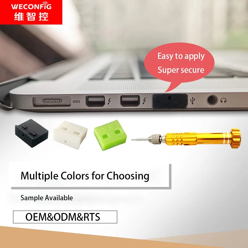 Special Design Type A USB Port Data Security Locking Device Physical USB Port Lock Set with Key Custom Packaging