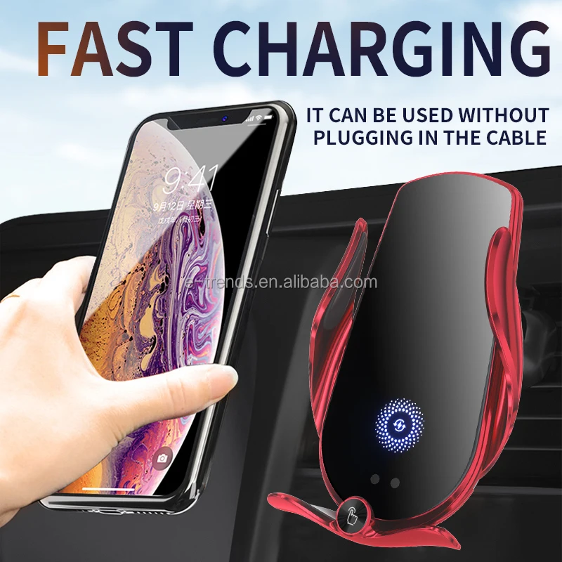New Design 360 Degree Rotation Magnetic Car Wireless Charger Qi Smart Sensor Car Wireless Charger Phone Holder Auto Clamp