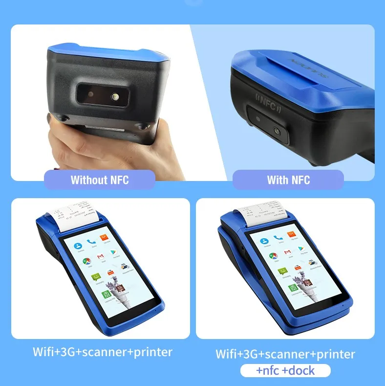  M1 e-Boleta Android сенсорный экран портативный Pos NFC 58 мм Термальный чековый принтер 3G синий зуб WIFI штрих-код точка
