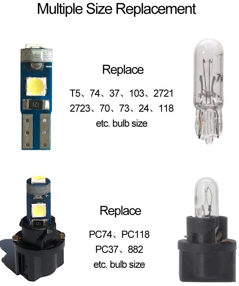 T5 3030 3 светодиода 3SMD 58 74 286 W1.2W сверхъяркий клиновидный светодиодный светильник для приборной панели автомобиля кластерная панельная