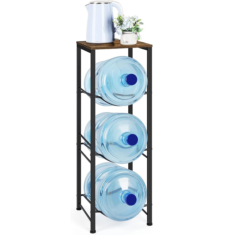 Home 5 gallon water bottle holder 4tier jug rack with 3 slots heavy duty detachable drinking shelves dispenser storage organizer