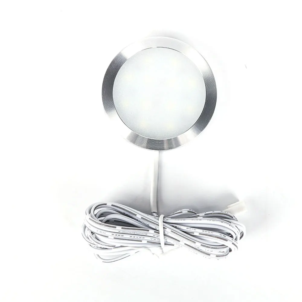 Round Shell 12V DC 2W LED Under Cabinet Lights Puck Light Warm White for Kitchen Counter Down Lighting