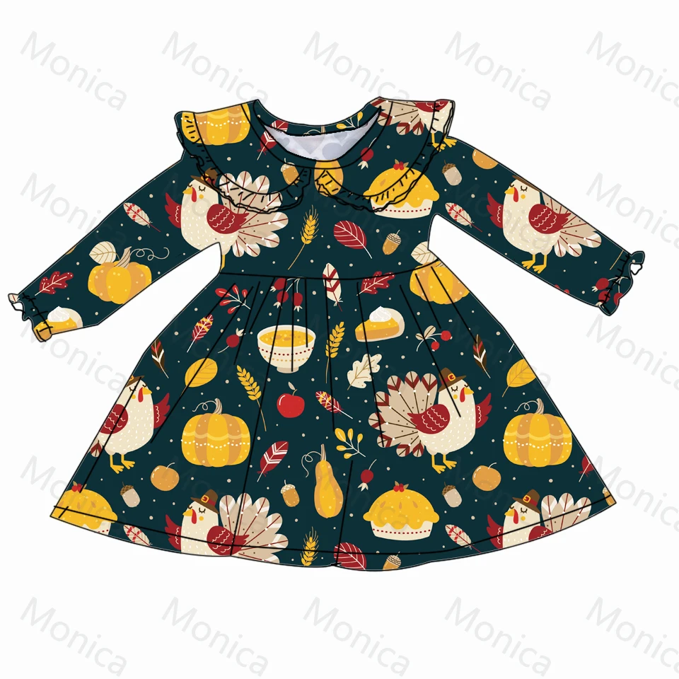 LZ2022 OEM ODM Thanksgiving Turkey Design Smart Girls Fancy Dress