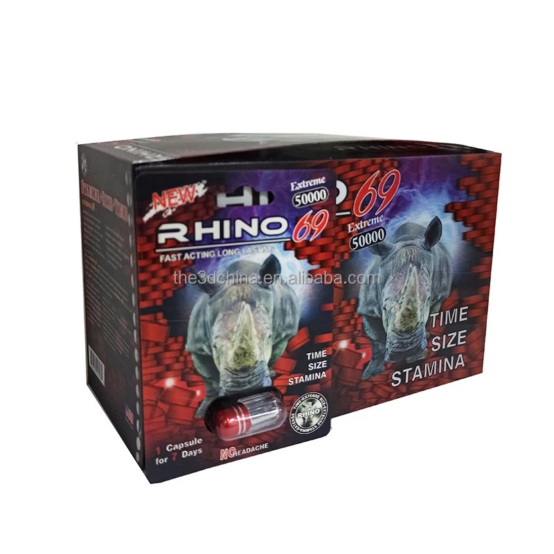Custom Printed 3D Effect Rhino Style Pill Packing Plastic Display Card And 3D Lenticular Box