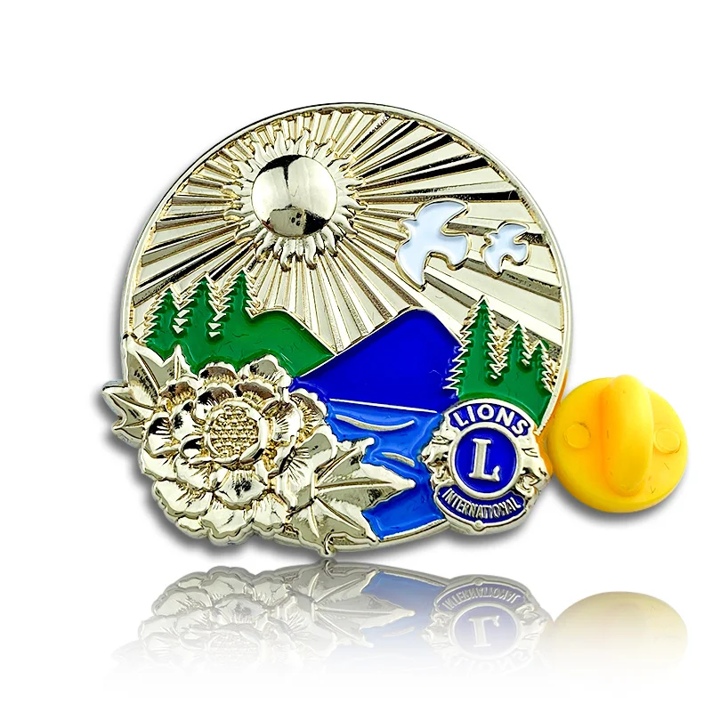 Badge Creative Landscape Pattern Brooch Making Gold-plated Lapel Pin Metal Custom Enamel Lapel Pin Custom Size Badge & Emblem