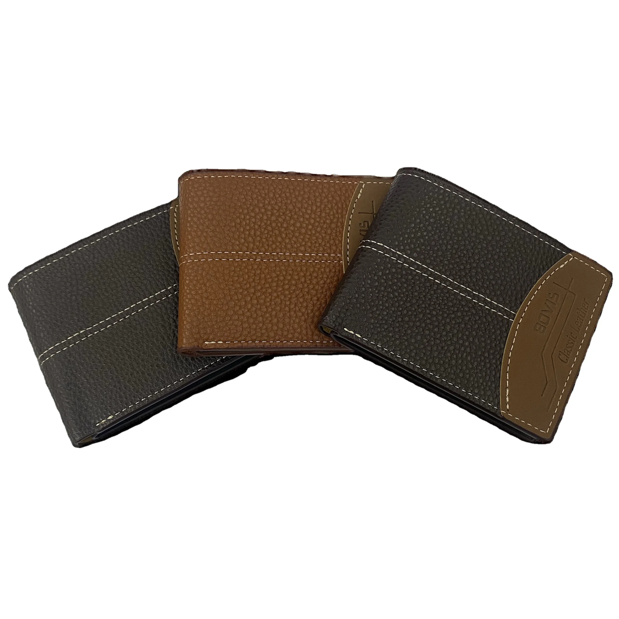 WOKE Factory Outlet Pu Leather Men Wallet Money Clip with ID Window Custom Wallet for Men