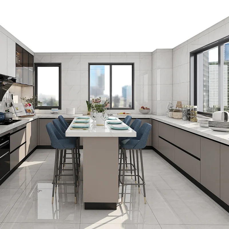 Factory price customization modern home furniture High Gloss Lacquer L shape modular small kitchen cupboard set cabinet