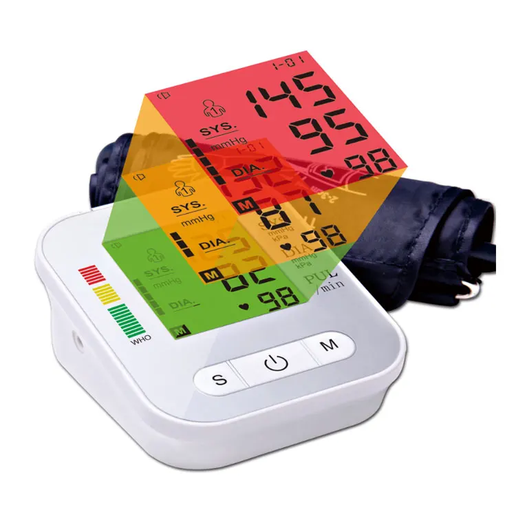 SZKIA three colour backlights digital blood pressure monitor sphygmomanometer blood pressure meter a blood pressure monitor