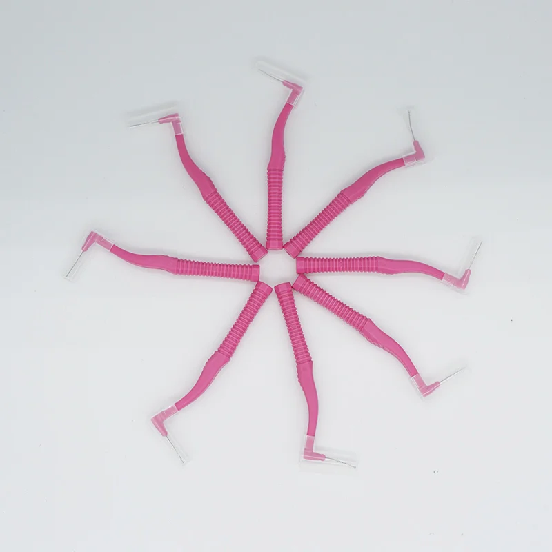 Factory Price Ortho Oral Cleaning Toothpick Care Oem  LShape Toothbrushes Angle Interdental Brush For Braces 160pcs 0.6mm