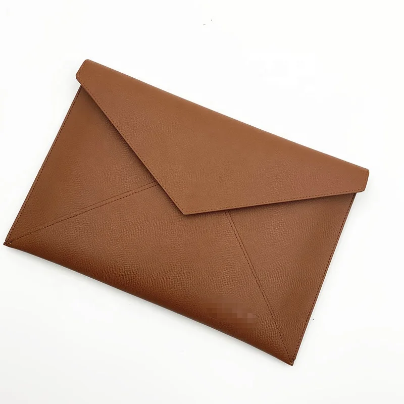 Custom WaterproofA4 PU File Folder Document Bag With Button Flap For Promotion