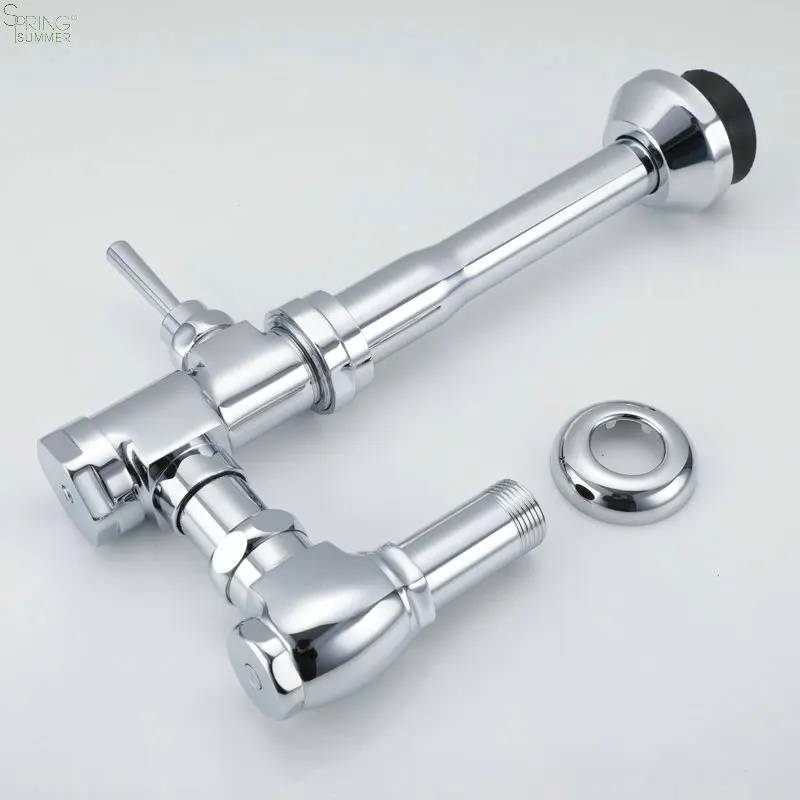 SPRING SUMMER Brass Public Toilet pushed flusher  WC Time-Delay flushing valve hand control  toilet flush valve