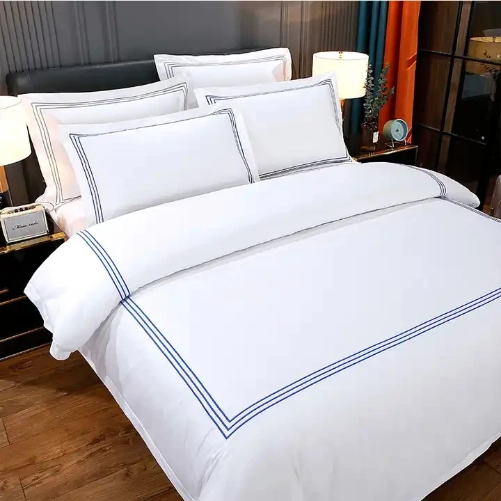 Modern White Cotton 6-Piece Bedroom Comforter Set 350TC 400Tc Woven 6pcs Including Bed Sheets & Pillowcases