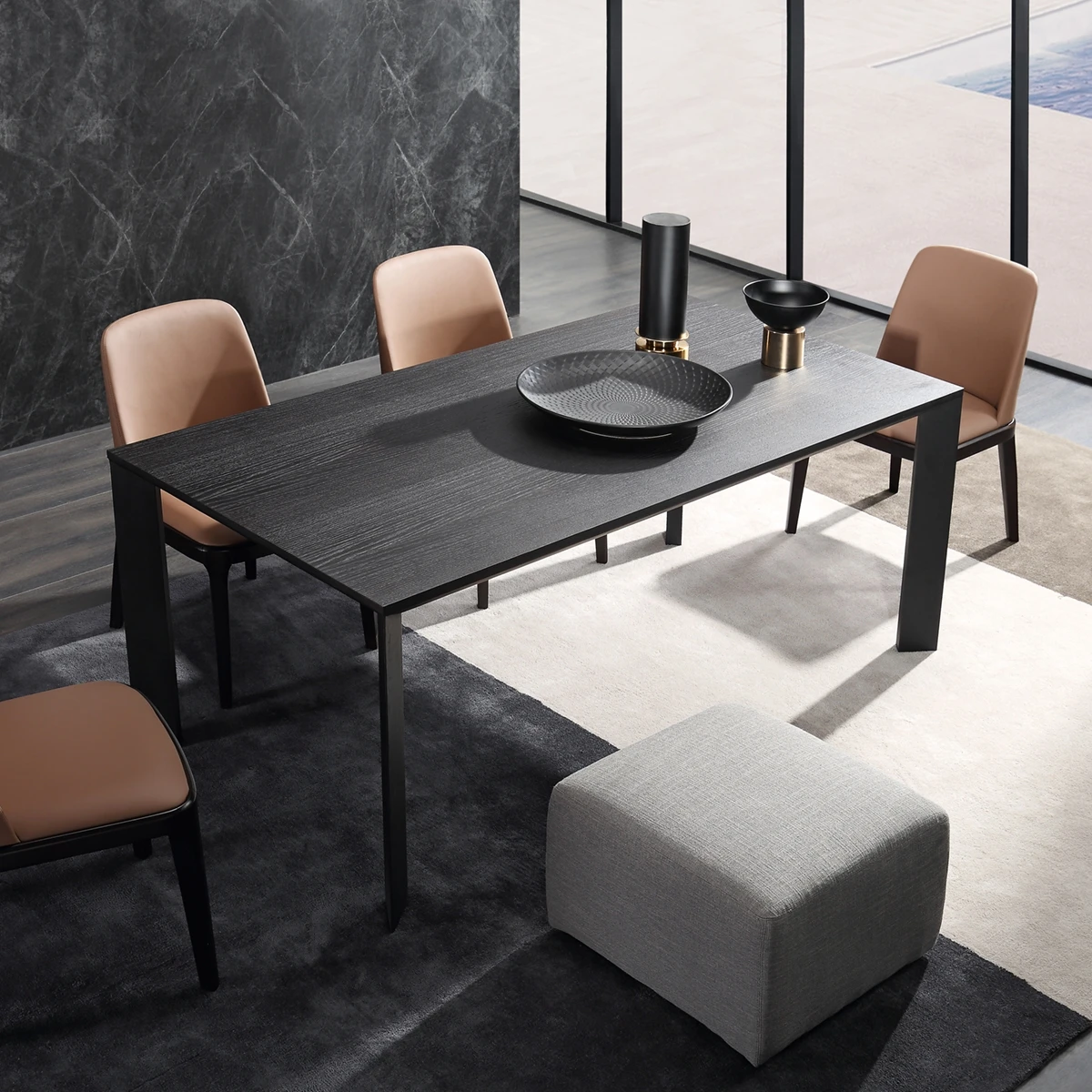 HYC-TNU09 современный и простой итальянский Прямоугольный Обеденный стол из массива дерева и стул для обеда