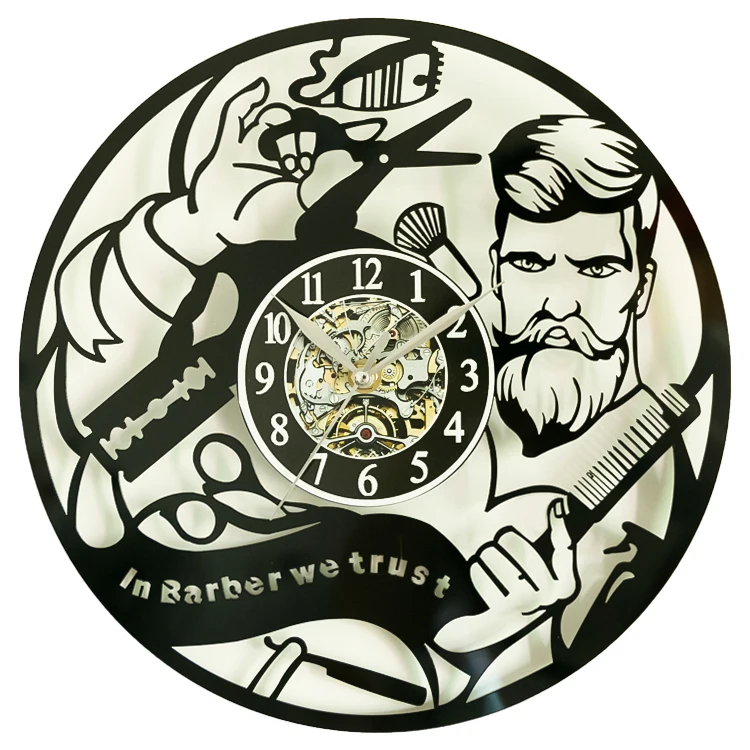 Round Black Hollow Hanging Creativity Retro Art Modern Wall Decoration Vinyl Record Clock