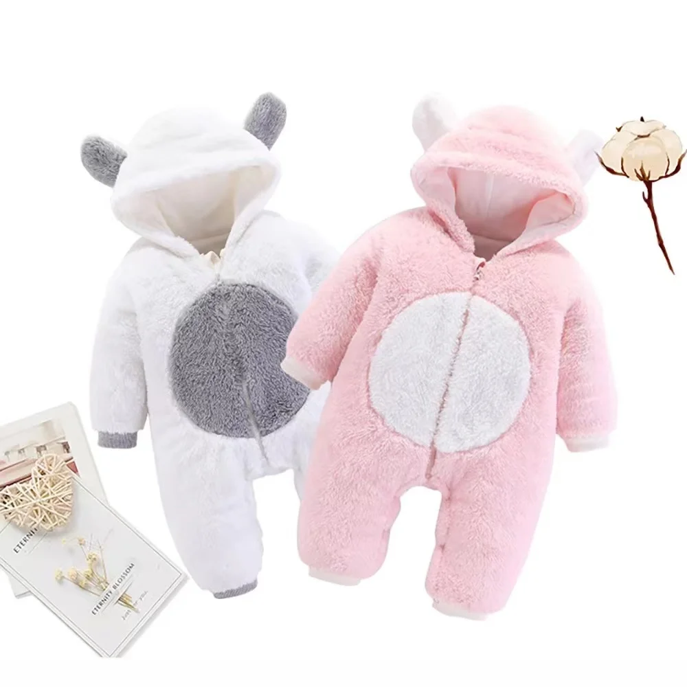 Baby Clothing Manufacturers Coral Fleece Baby Clothes Rompers Long Sleeve Thermal Winter Baby Zipper Rompers