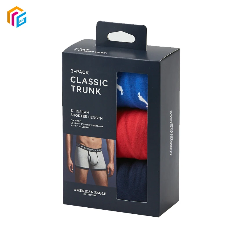 Custom Logo Cardboard Paper Man Panties Packaging Black Drawer Gift Box with tissue paper