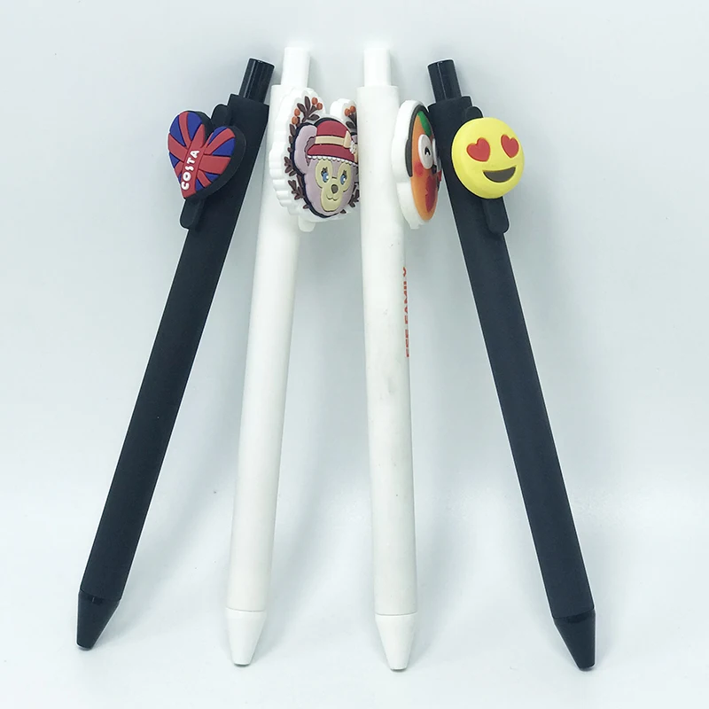 Soft PVC logo ball pen lovely girls PVC pen school students PVC decorative stationery pen