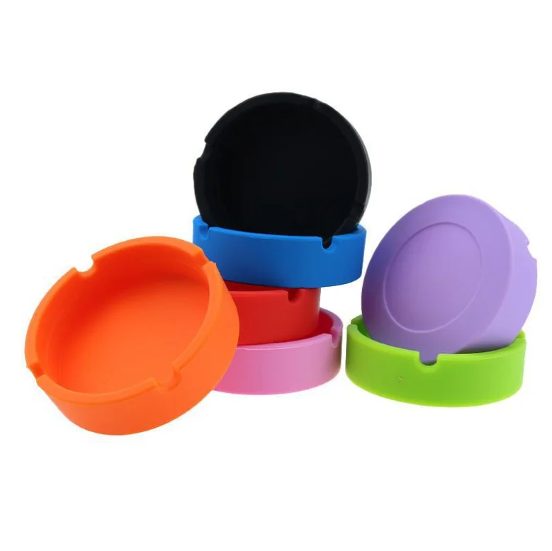 Custom logo Portable Smoking Accessories Round Shape Silicone Cigar Ashtray Outdoor