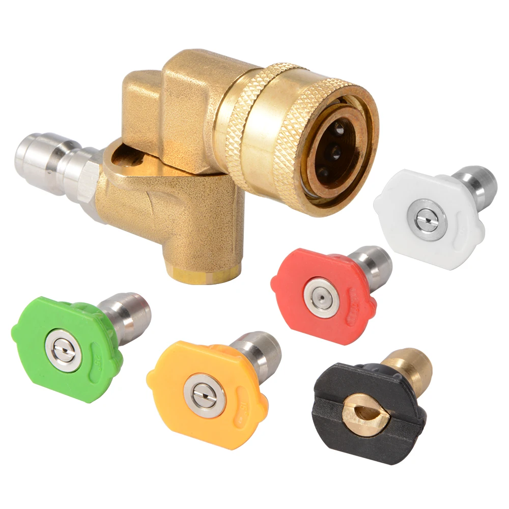 180 degree quick connector detachable pivoting coupler with five color degree spray nozzles set