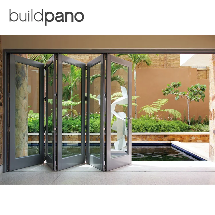 Exterior aluminum bifold door soundproof glass folding doors with German brand accessory handles