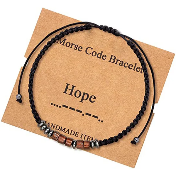 Morse Code Bracelets Inspirational Gifts for Teens Best Friend Friendship Dainty Adjustable Beaded Wrap Bracelet
