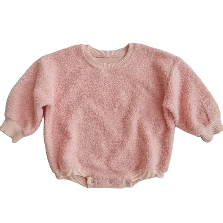 Bibi Clothes Customization Baby Clothing Spring and Autumn Pullover Toddler Baby Long Sleeve Pink Little Teddy Fleece Romper