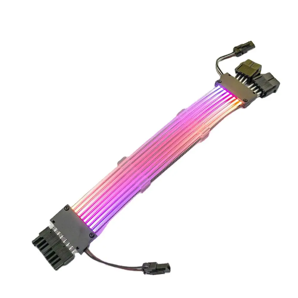 2023 NEW Design Factory Gaming Computer Dual 8pin Neon Glow Flex RGB Cable Led Synchronizes Double-Headed Light Male to Female