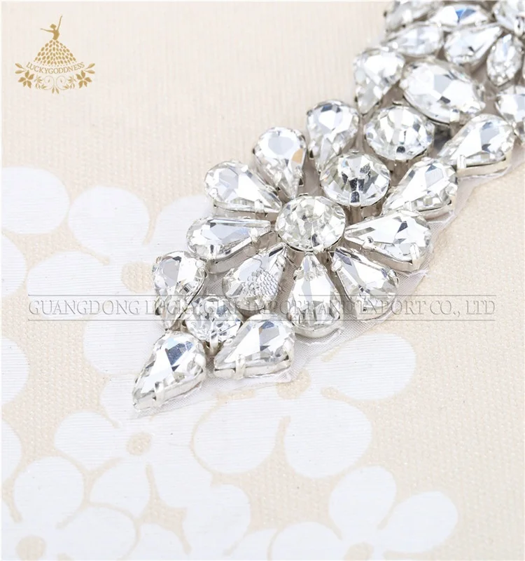 Fashionable design crystal rhinestone appliques for wedding dress