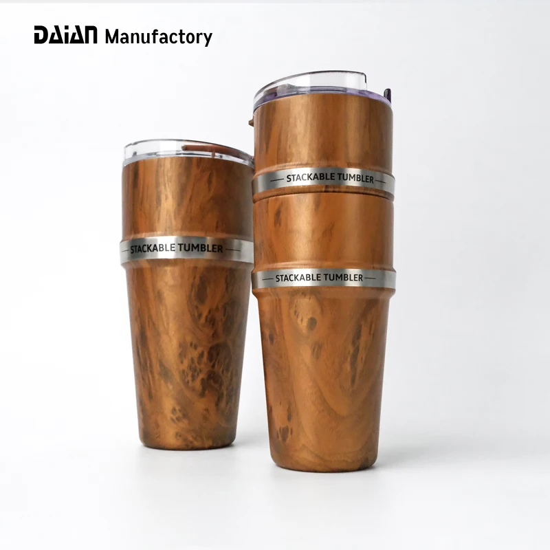 Customized Double Walled Vacuum Insulated Travel Coffee Tumbler 16oz 26oz Stainless Steel Stackable Tumbler Cup